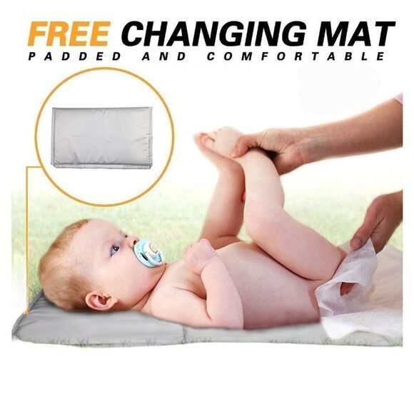 NWOT Hap Tim Multi-Function Large Baby Diaper Bag Backpack GREY FREE GIFT - Picture 5 of 8